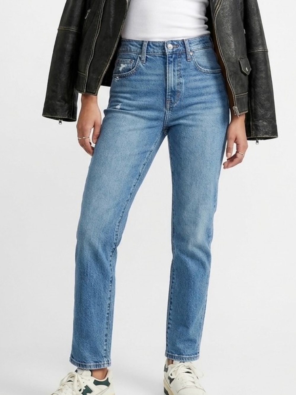 Oliver Logan Crosby High Rise Relaxed Straight Jeans 23 Distress Crop Denim